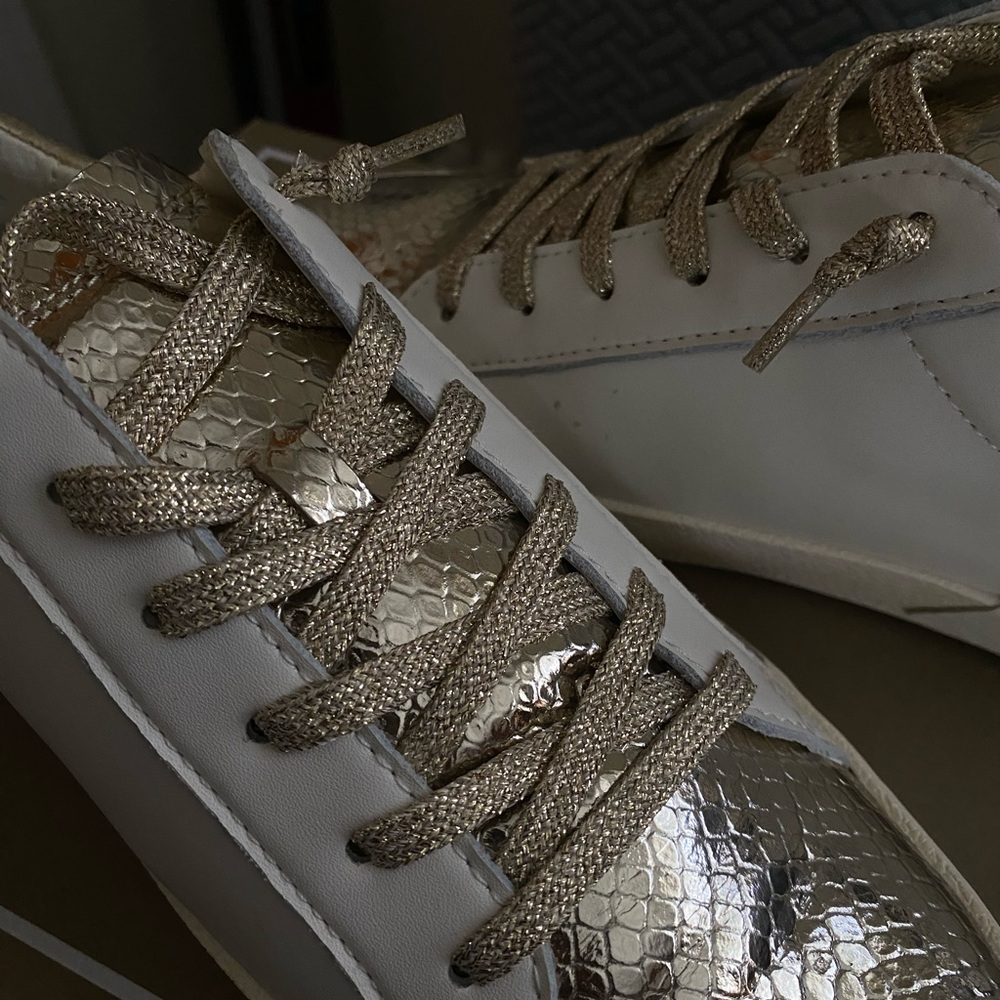 Dolce Vita Metallic Gold and White Sneakers